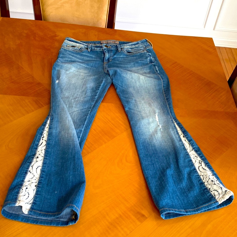 Guess bootcut jeans with lace insert, US size 30 petite lenth